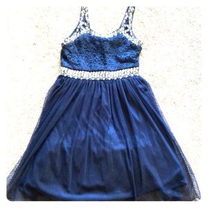 Navy and silver dress - Great for a wedding!
